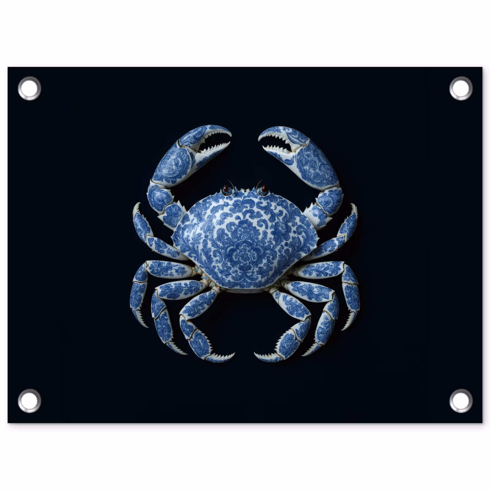 Tuinposter - Krab - Delfts blauw - Dieren — 1