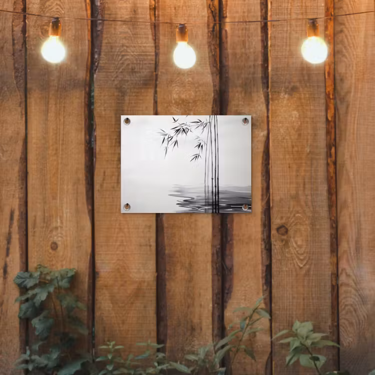 Tuinposter - Bamboestammen - Water - Minimalistisch - Wit — 2