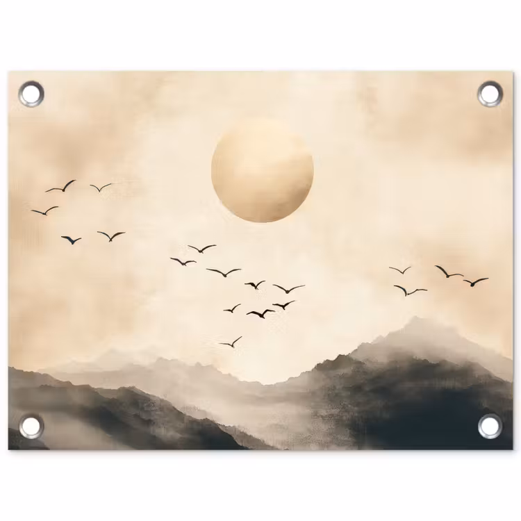 Tuinposter - Landschap - Japandi - vogel — 1