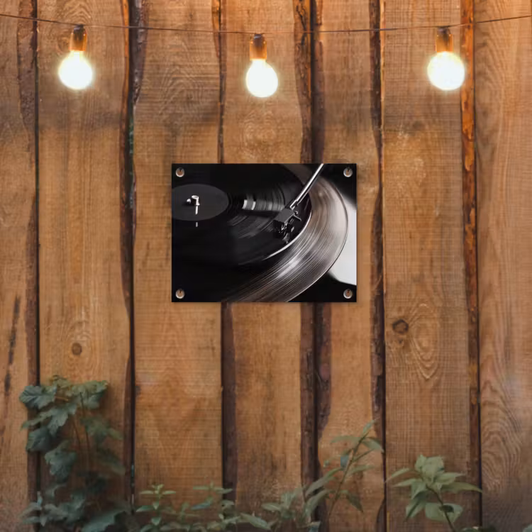 Tuinposter - Close-up - Vinylplaat - Platenspeler - Zwart — 2