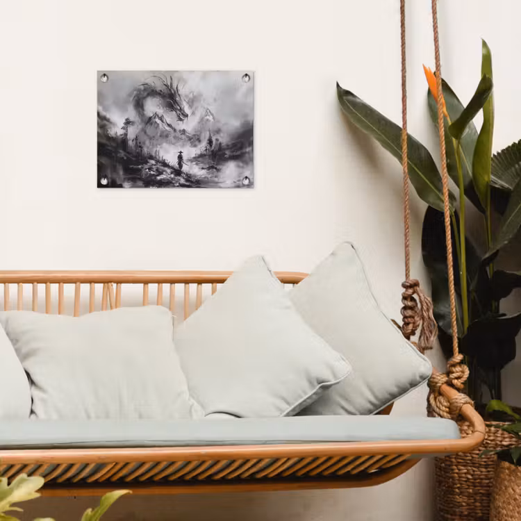 Tuinposter - Krijger - Draak - Grijs — 5