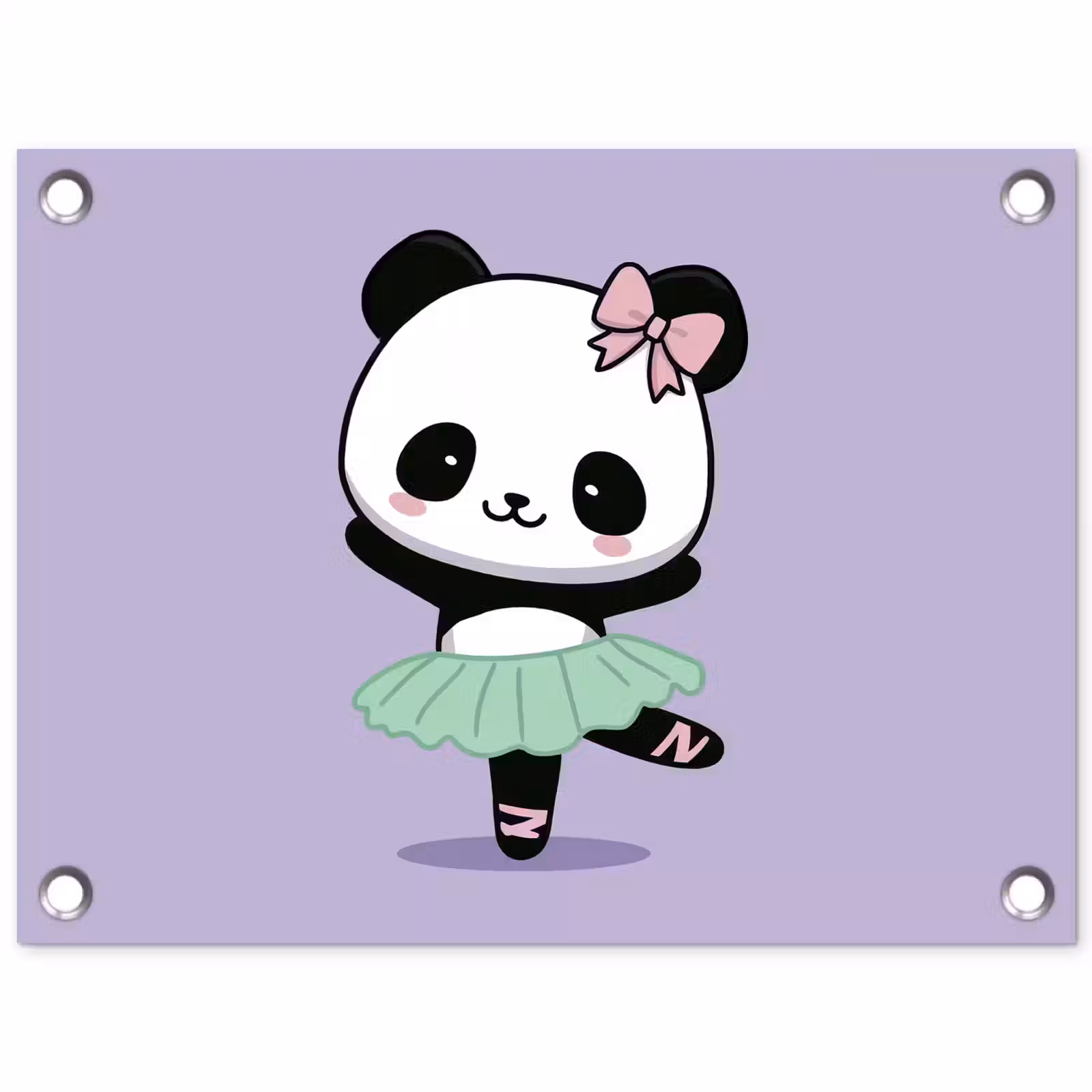 Tuinposter - Panda - Paars - Sierlijk - Kawaii — 1