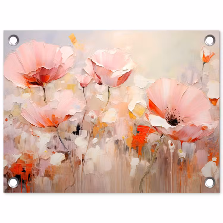 Tuinposter - Bloemen - Watercolor - Roze - Abstract - Kunst — 1