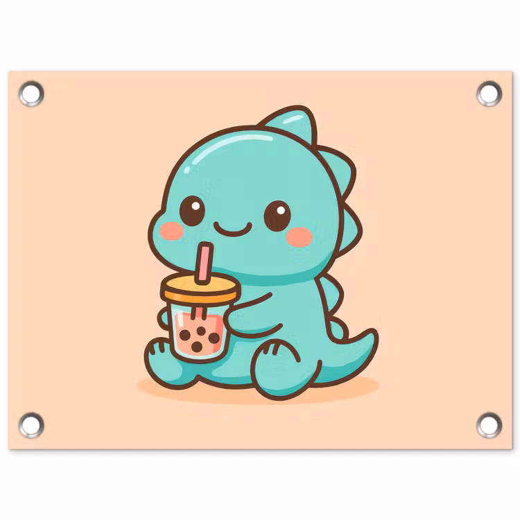 Tuinposter - Dino - Boba - kawaii - Oranje — 1