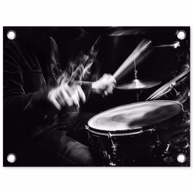 Tuinposter - Drummer - Zwart - Drumstel — 1