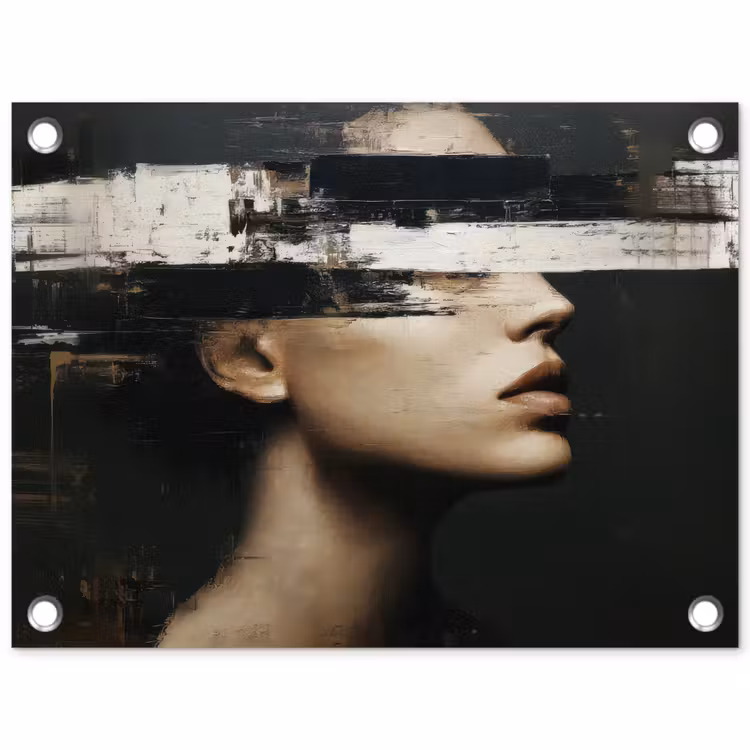 Tuinposter - Gezicht - Vrouw - Zwart - Abstract — 1