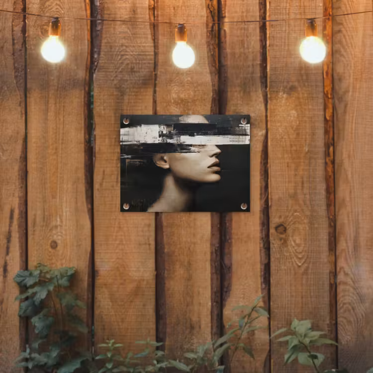 Tuinposter - Gezicht - Vrouw - Zwart - Abstract — 2