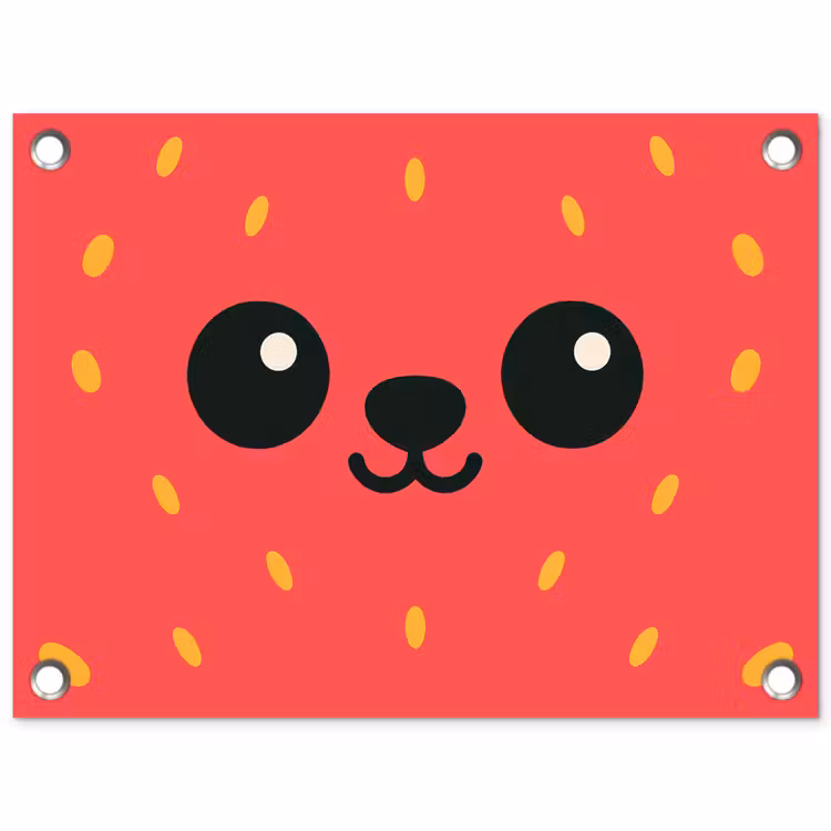 Tuinposter - Kat - Aardbei - Cartoon — 1