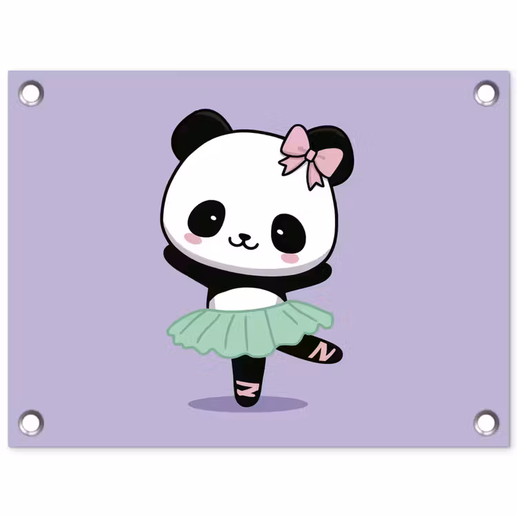 Tuinposter - Panda - Paars - Sierlijk - Kawaii — 1