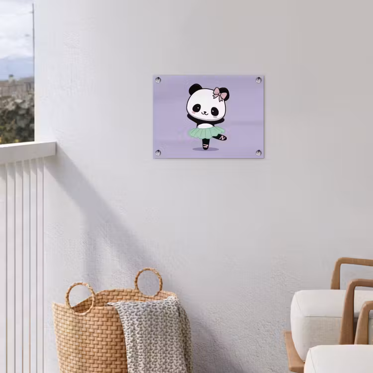 Tuinposter - Panda - Paars - Sierlijk - Kawaii — 3