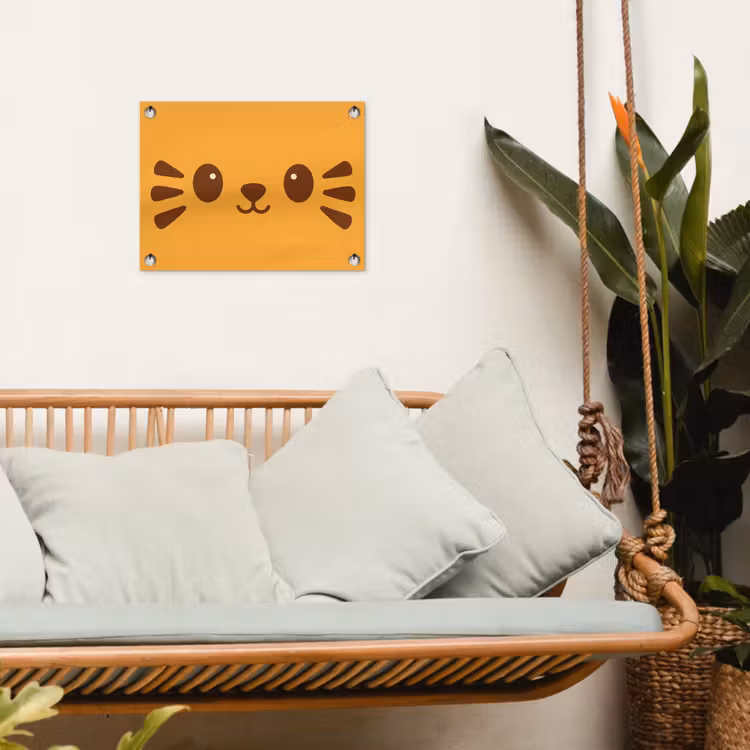 Tuinposter - Kat - Simplistisch - Oranje - Vrolijk — 5