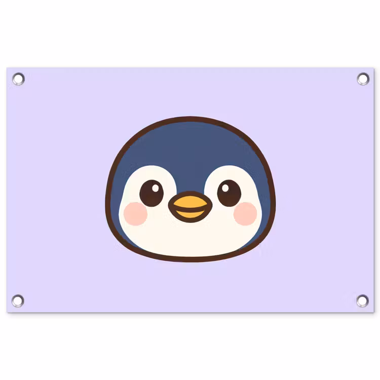 Tuinposter - Pinguïn - Paars - Schattig — 1