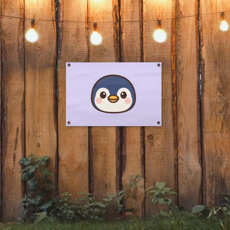 Tuinposter - Pinguïn - Paars - Schattig — 2