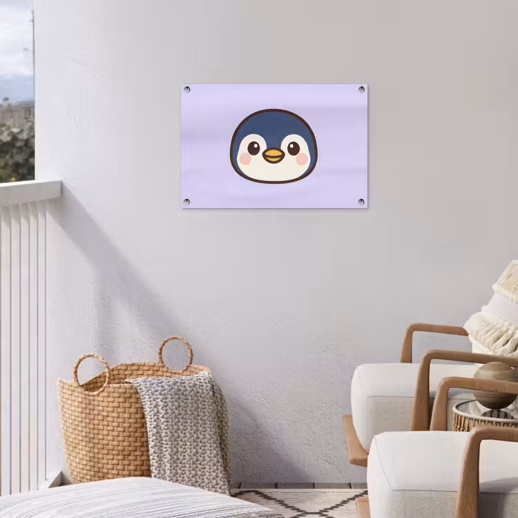 Tuinposter - Pinguïn - Paars - Schattig — 3