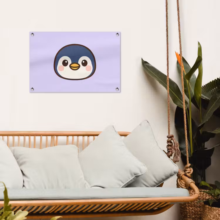 Tuinposter - Pinguïn - Paars - Schattig — 5