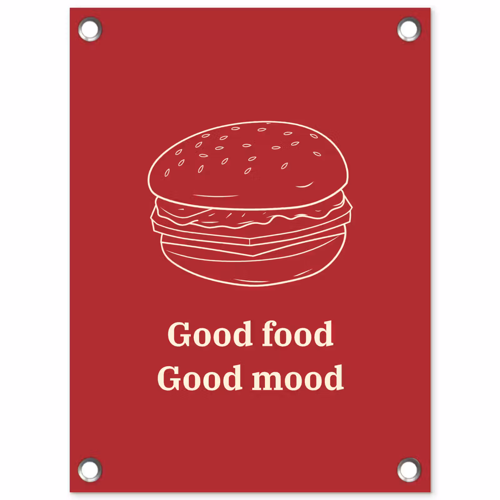 Tuinposter - Dieprood - Lijntekening - Tekst - Hamburger — 1