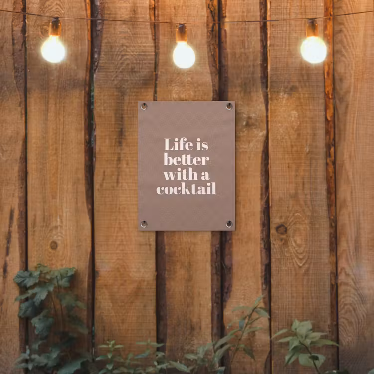 Tuinposter - Cocktail - Tekst - Patroon - Wit — 2