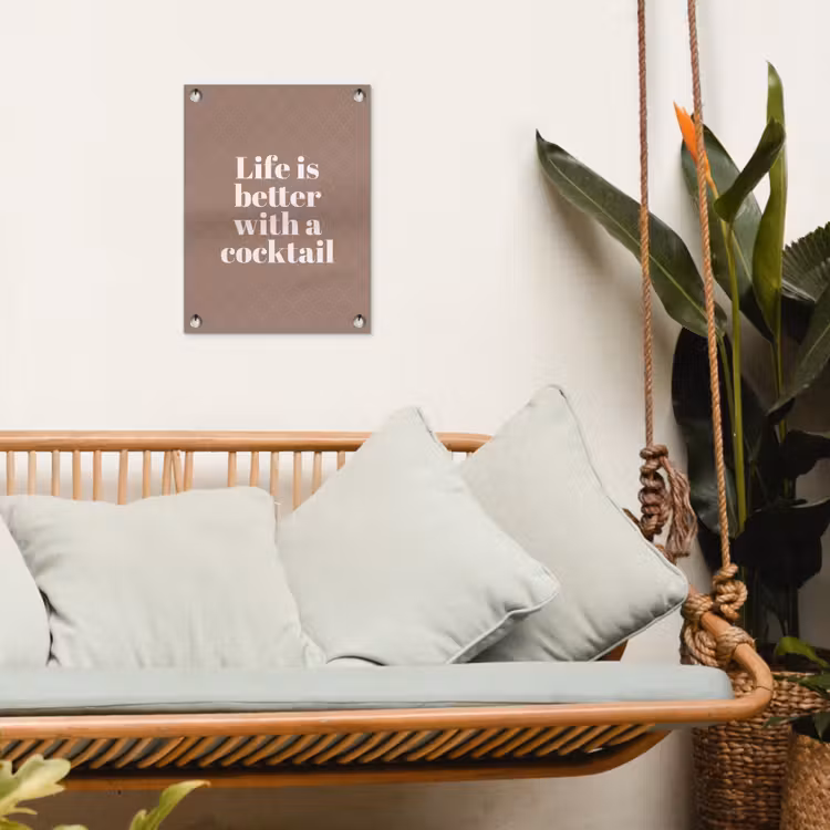 Tuinposter - Cocktail - Tekst - Patroon - Wit — 5