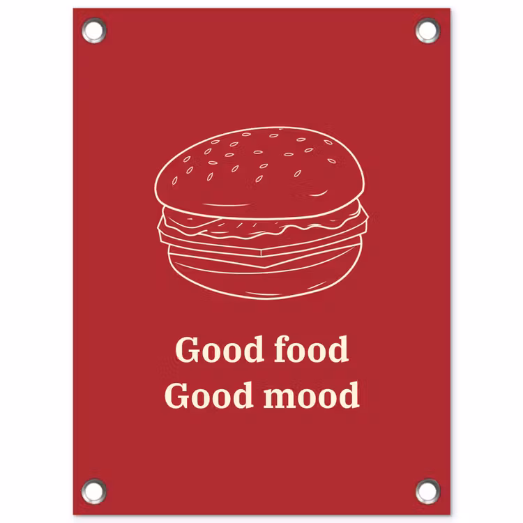 Tuinposter - Dieprood - Lijntekening - Tekst - Hamburger — 1
