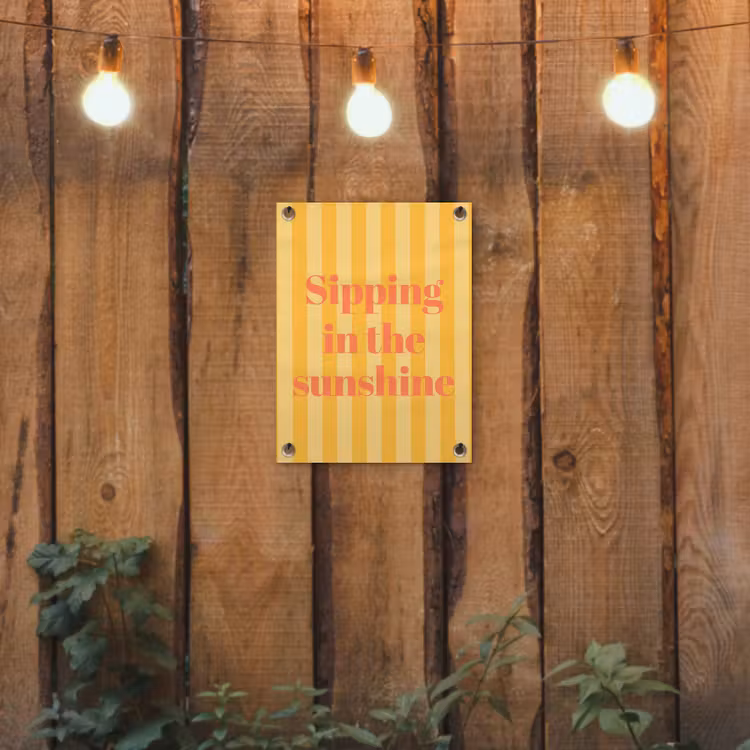 Tuinposter - Gestreept - Geel - Sunshine - Letters — 2