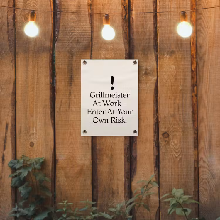 Tuinposter - Grill - Uitroepteken - Zwart - Tekst — 2