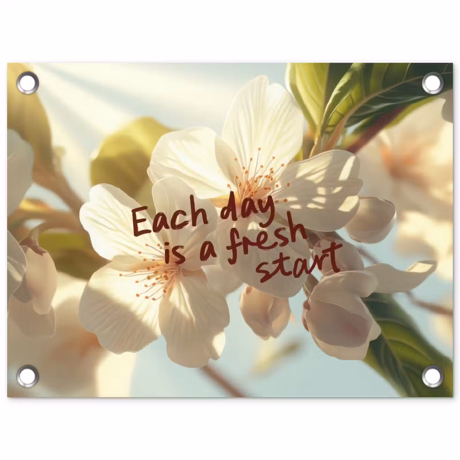 Tuinposter - Bloesems - Zonlicht - Quote - Wit — 1