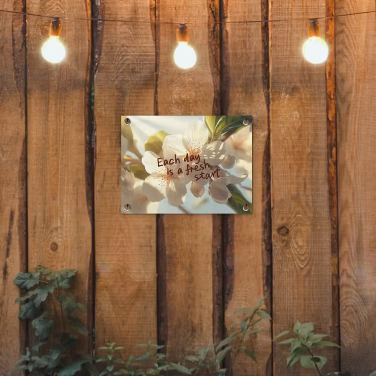 Tuinposter - Bloesems - Zonlicht - Quote - Wit — 2