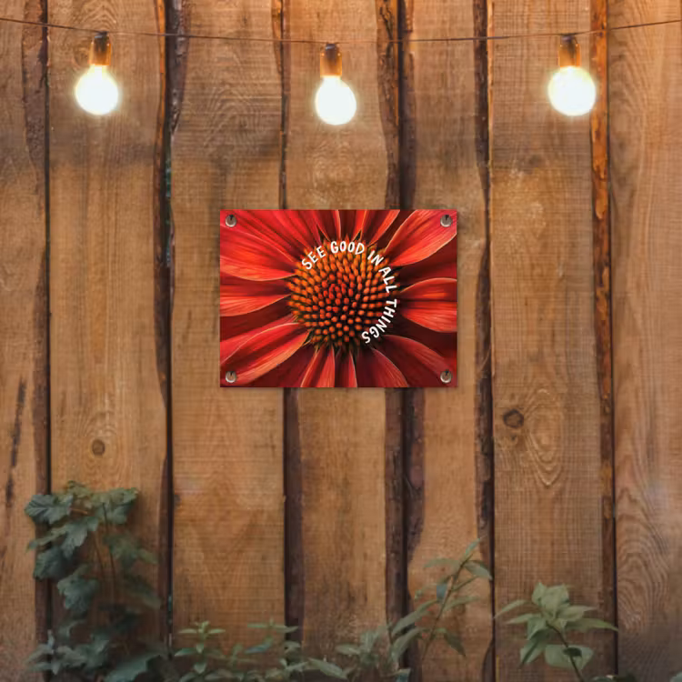 Tuinposter - Close up - Bloem - Quote - Rood — 2