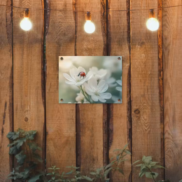 Tuinposter - Lieveheersbeestje - Bloemen - Wit — 2