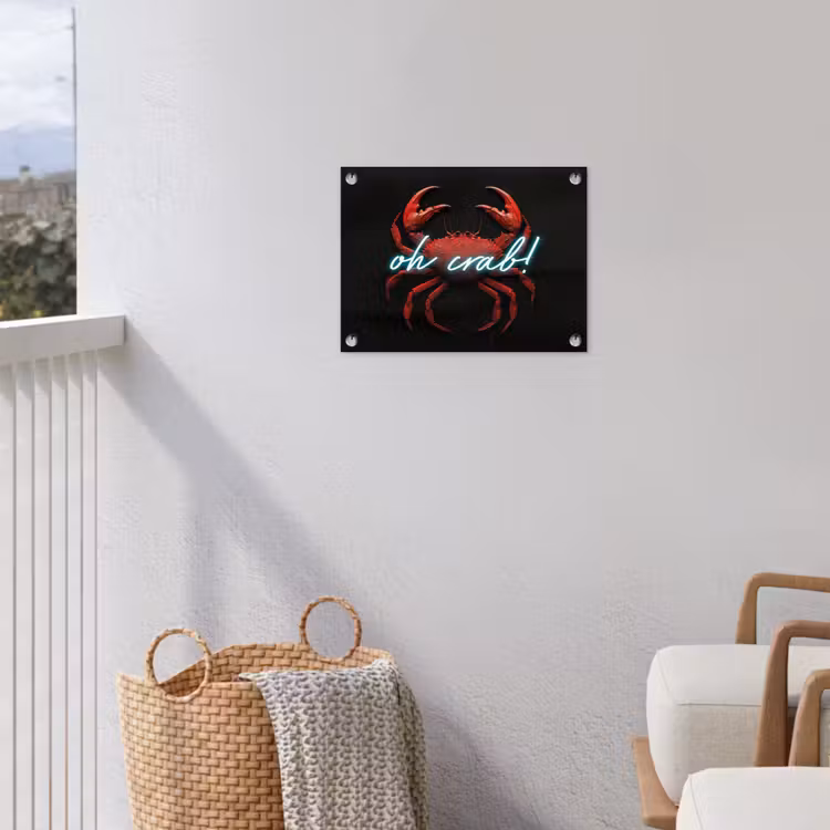 Tuinposter - Krab - Rood - Neon - Quote — 3