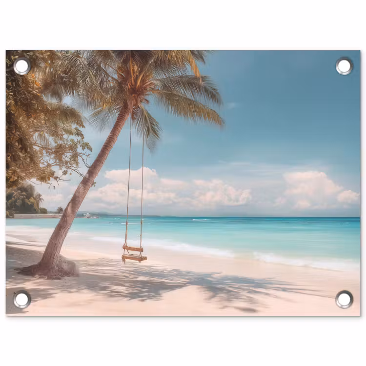 Tuinposter - Palmboom - Schommel - Strand - Lucht — 1