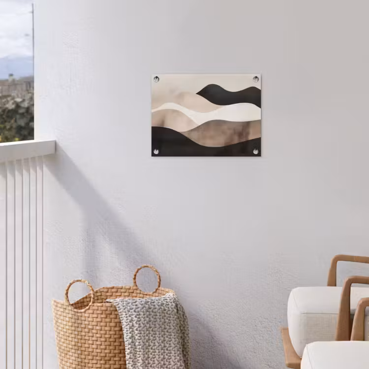 Tuinposter - Abstract - Landschap - Golven - Crèmekleur — 3
