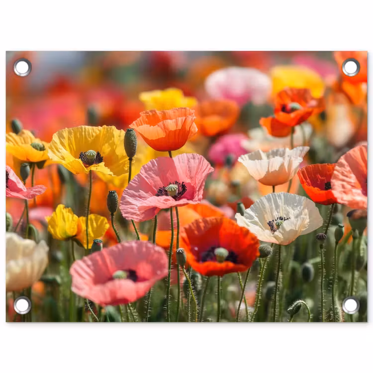 Tuinposter - Bloemenveld - Klaprozen - Kleurrijk — 1