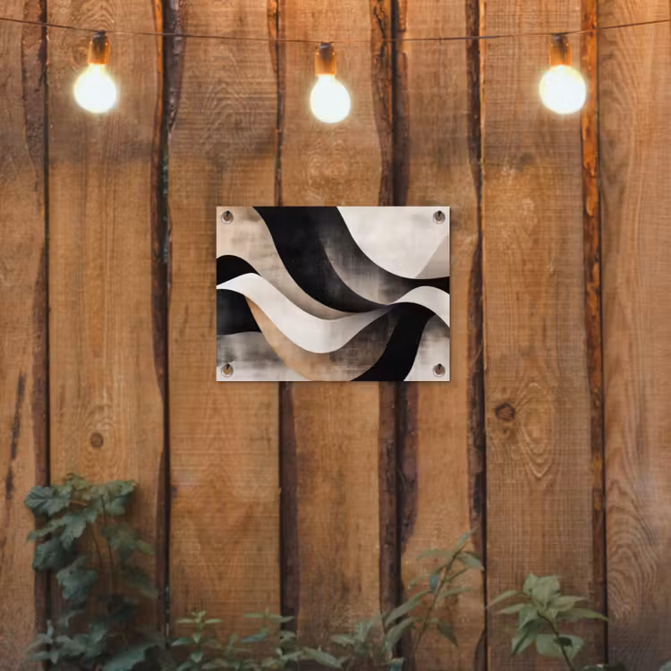 Tuinposter - Abstract - Golven - Zwart - Verweerd — 2