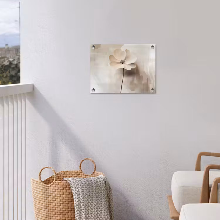 Tuinposter - Bloem - Beige - Verf - Schaduw — 3