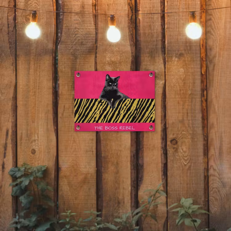Tuinposter - Kat - Baas - Roze - Tijgerprint — 2