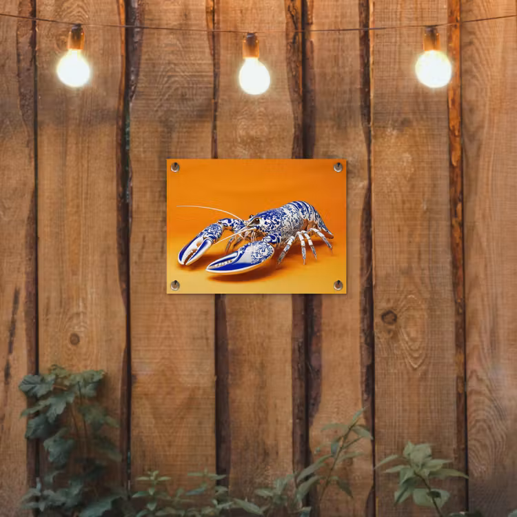 Tuinposter - Kreeft - Delftsblauw - Schild - Stoer - Oranje — 2