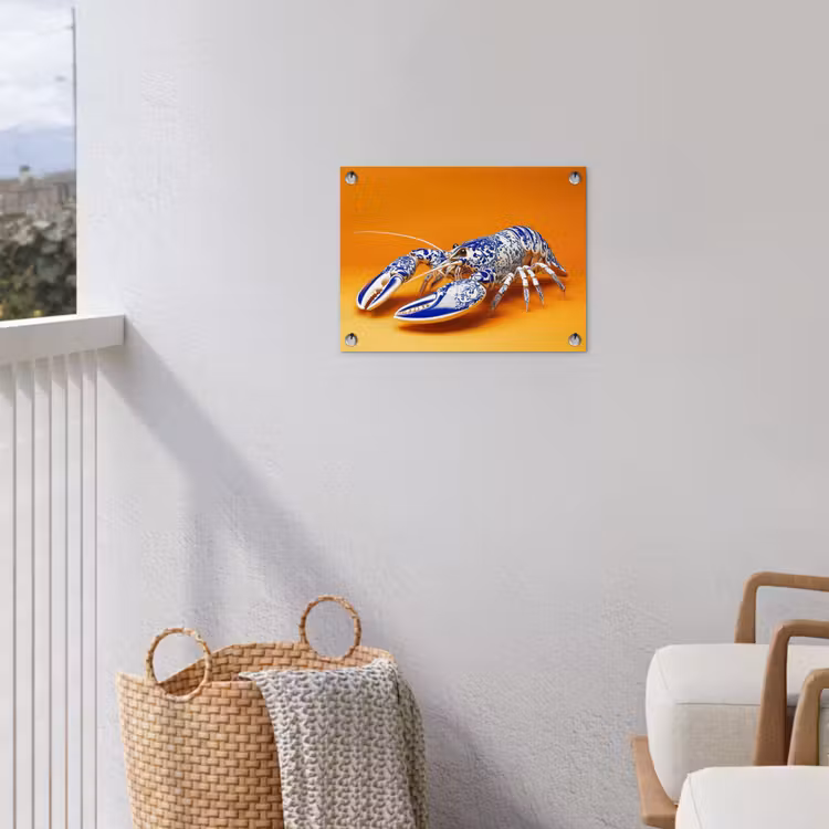 Tuinposter - Kreeft - Delftsblauw - Schild - Stoer - Oranje — 3
