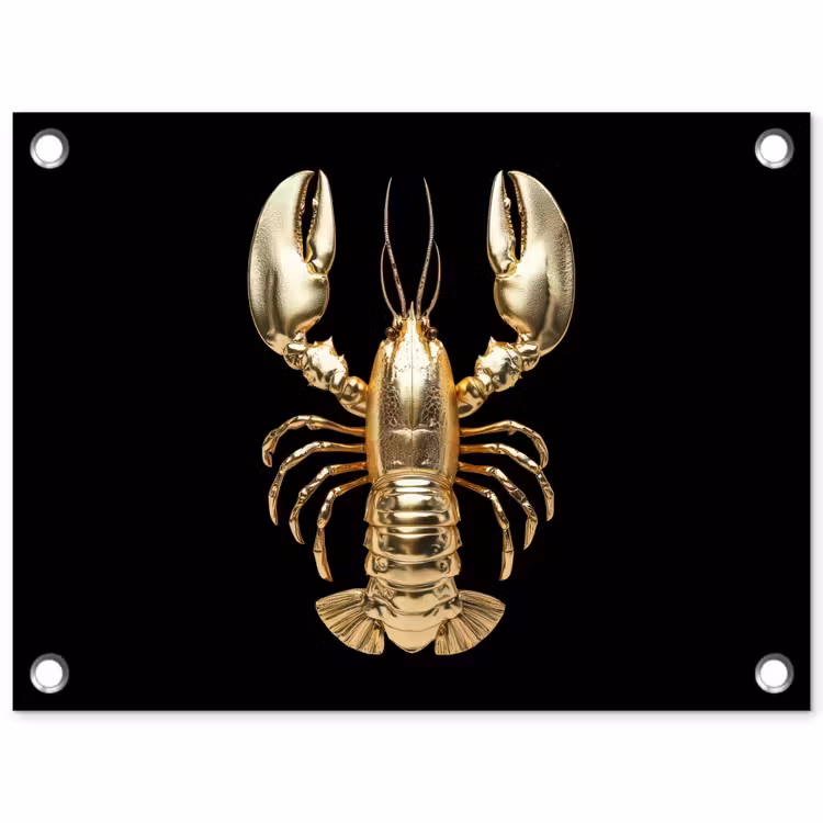 Tuinposter - Kreeft - Goud - Textuur - Zwart — 1