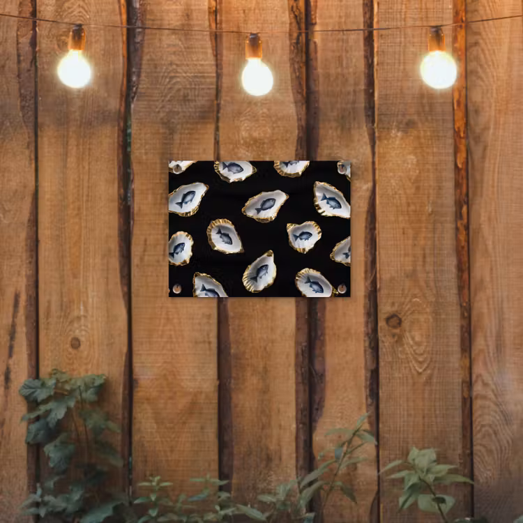 Tuinposter - Oesters - Vissen - Blauw - Goud — 2