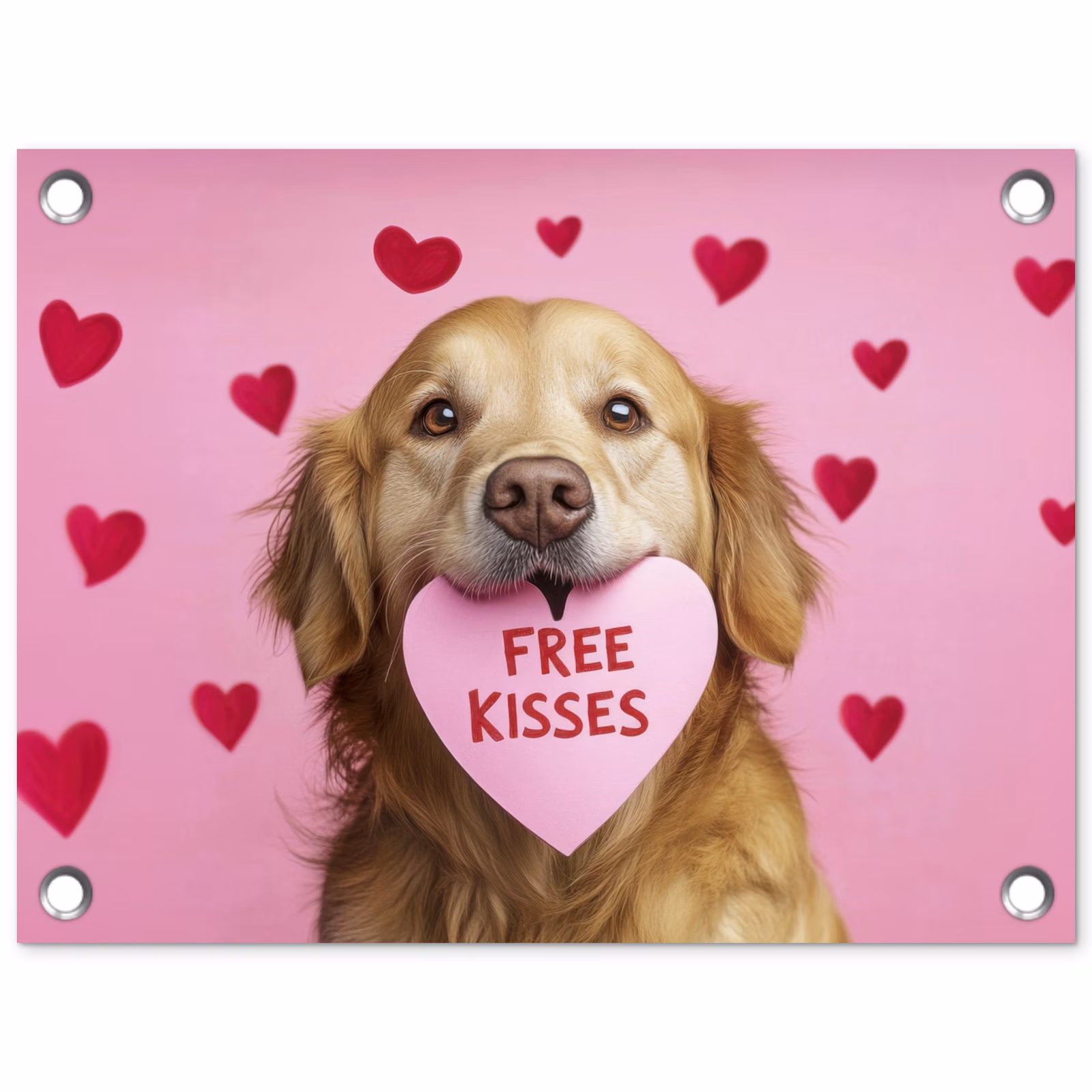 Tuinposter - Hond - Kiss- Valentijn - Hartjes — 1