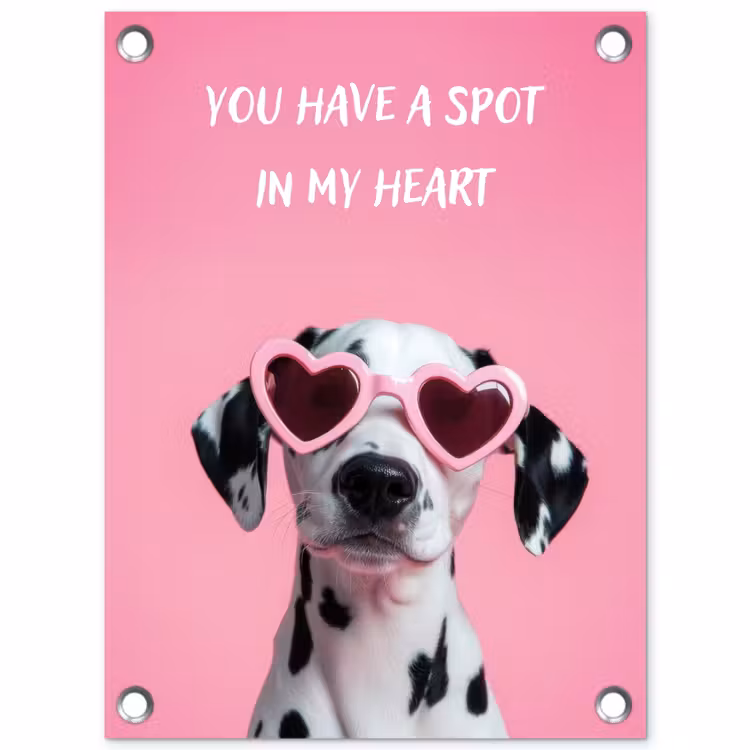 Tuinposter - Hartjes - Hond - Valentijn - Roze — 1