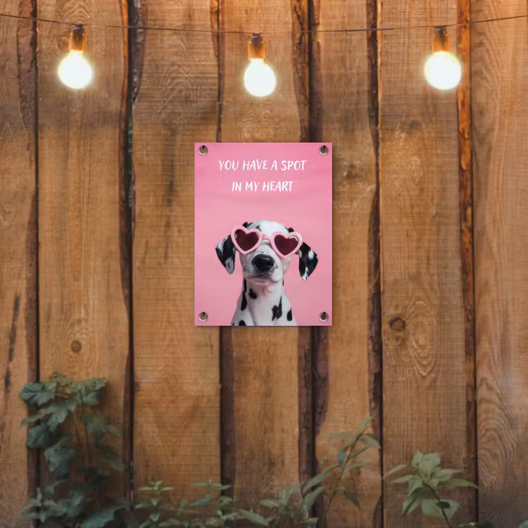 Tuinposter - Hartjes - Hond - Valentijn - Roze — 2