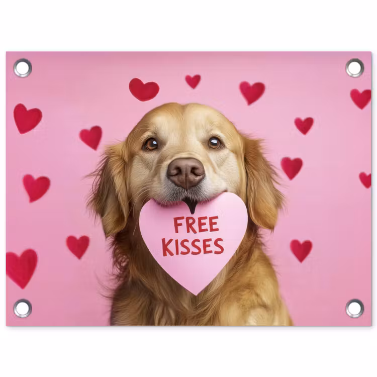 Tuinposter - Hond - Kiss- Valentijn - Hartjes — 1