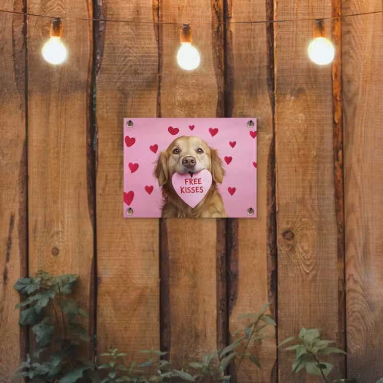 Tuinposter - Hond - Kiss- Valentijn - Hartjes — 2