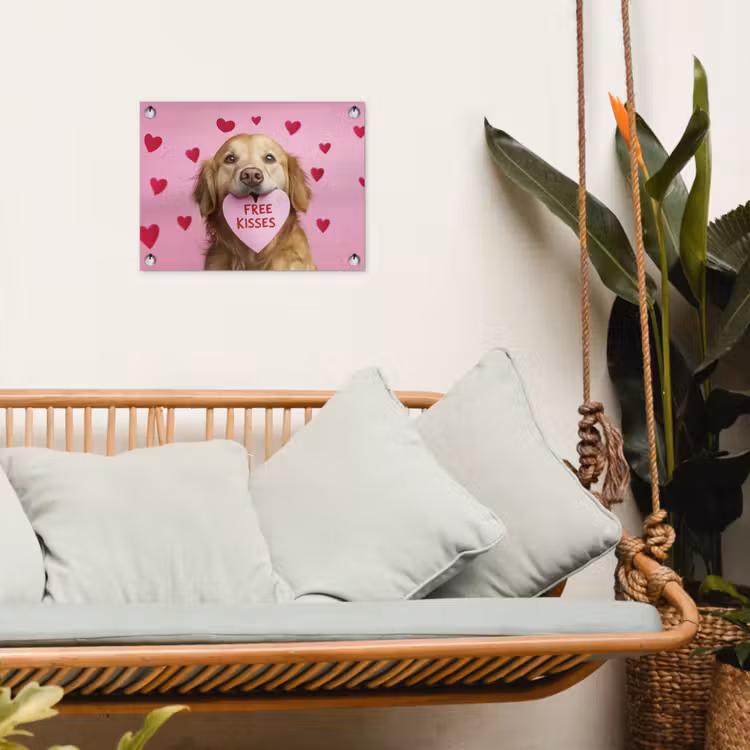 Tuinposter - Hond - Kiss- Valentijn - Hartjes — 5