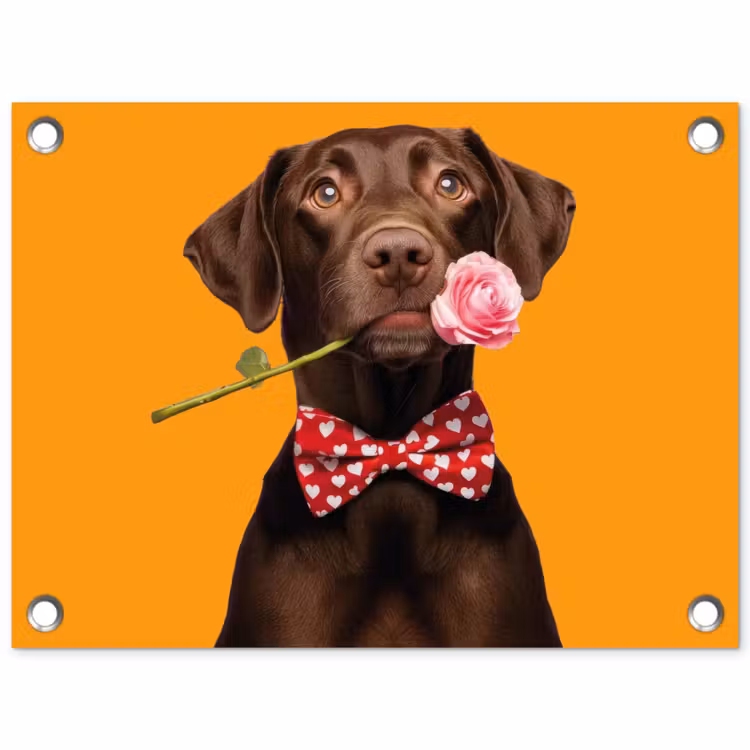 Tuinposter - Hond - Oranje - Roos - Valentijn — 1