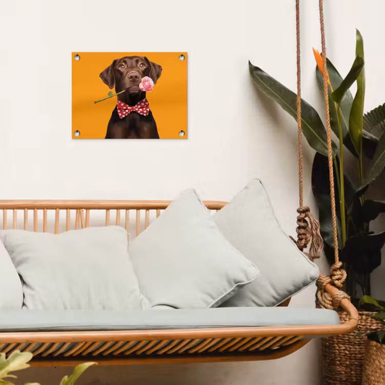 Tuinposter - Hond - Oranje - Roos - Valentijn — 5