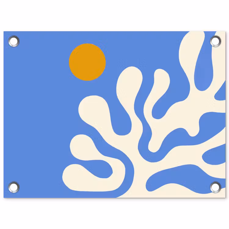Tuinposter - Minimalistisch - Organisch patroon - Blauw — 1