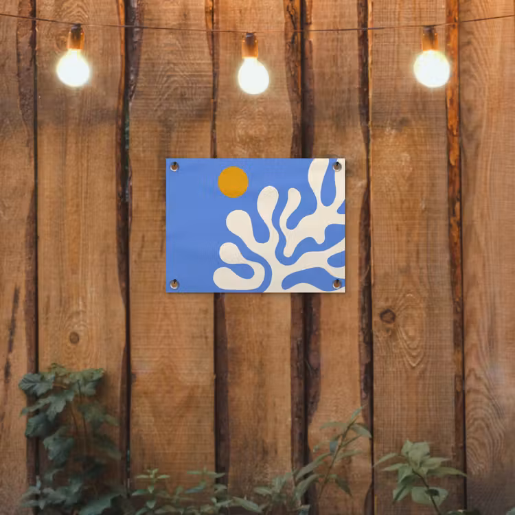 Tuinposter - Minimalistisch - Organisch patroon - Blauw — 2